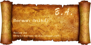Berman Anikó névjegykártya