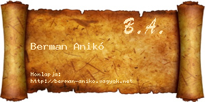 Berman Anikó névjegykártya
